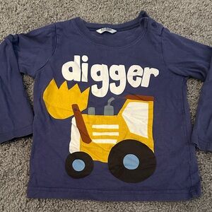Mini Boden Blue Digger Long Sleeve Tee